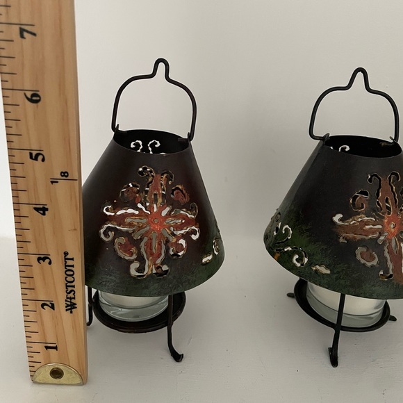 Vintage Set 4 Piece Metal Free Standing or Hanging Candle Lantern. - Picture 4 of 4